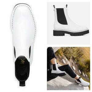 Sam Edelman Laguna White Leather Ankle Boots Size 9